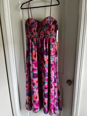 Aqua Pink Multi Floral Maxi Dress